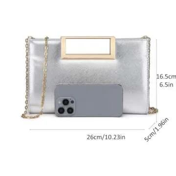 Stylish DETARA Silver Clutch Purse for Any Event
