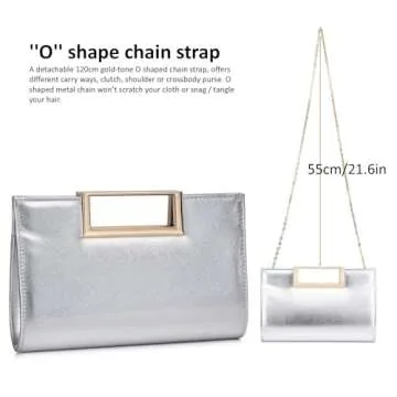 Stylish DETARA Silver Clutch Purse for Any Event