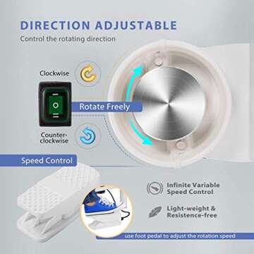 VIVOHOME 25CM Pottery Wheel Forming Machine 350W Electric DIY Clay Tool with Foot Pedal and Detachab...