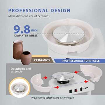 VIVOHOME 25CM Pottery Wheel for Artists & DIY Enthusiasts