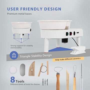 VIVOHOME 25CM Pottery Wheel for Artists & DIY Enthusiasts