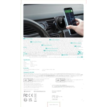 ESR for MagSafe Car Mount Charger, 15W Magnetic Wireless Car Charger, Compatible with MagSafe Car Charger, Air Vent/Dashboard Phone Holder Mount for iPhone 16/15/14/13/12, Fast Charging, Black