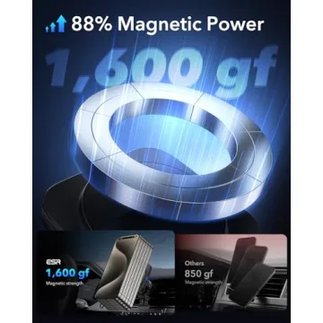 ESR for MagSafe Car Mount Charger, 15W Magnetic Wireless Car Charger, Compatible with MagSafe Car Charger, Air Vent/Dashboard Phone Holder Mount for iPhone 16/15/14/13/12, Fast Charging, Black