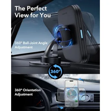 ESR for MagSafe Car Mount Charger, 15W Magnetic Wireless Car Charger, Compatible with MagSafe Car Charger, Air Vent/Dashboard Phone Holder Mount for iPhone 16/15/14/13/12, Fast Charging, Black