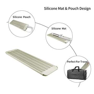 EIOKIT Silicone Heat Resistant Mat, Protects Surfaces from Heat Damage, Provides Slip Resistance, and Offers Multipurpose Storage for Hot Hair Styling Tools (1 Pack, Beige)