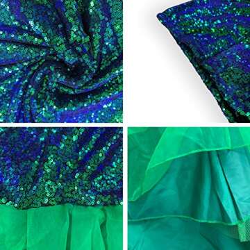 Quesera Women's Mermaid Tail Costume Sequin Maxi Skirt Cosplay Party Dress