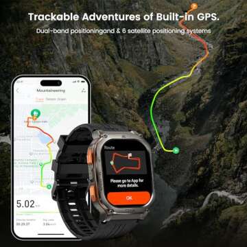 KOSPET Tank M3 Ultra Smart Watch with GPS, 50M Waterproof, Compass, Altitude, Air Pressure, 480mAh Extra Large Battery, Full Stainless Steel, Bluetooth Call, 1.96'' AMOLED Always-on Display, AI Voice