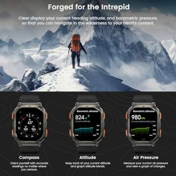 KOSPET Tank M3 Ultra Smart Watch with GPS, 50M Waterproof, Compass, Altitude, Air Pressure, 480mAh Extra Large Battery, Full Stainless Steel, Bluetooth Call, 1.96'' AMOLED Always-on Display, AI Voice