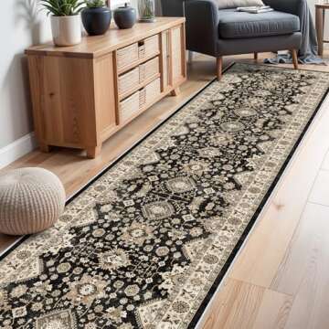 Washable Hallway Runner Rug 3x16: Non Slip Runner Rugs with Rubber Backing Soft Kitchen Rug Farmhous...