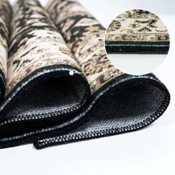 Washable Hallway Runner Rug 3x16: Non Slip Runner Rugs with Rubber Backing Soft Kitchen Rug Farmhouse Distressed Carpet Runner for Living Room Bedroom Bathroom (Black, 3X16)