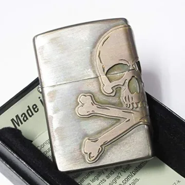 Zippo Skull Crossbones 3-Sides Lighter for Collectors