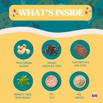 Raw Rev Vegan High-Protein Bars, Chocolate Chip Cookie Dough, 12g Plant Protein, 11g Fiber, Keto, Non-GMO, 1.6 Oz, Pack of 12