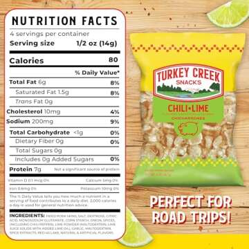 Turkey Creek Chili Lime Chicharrones - Low Carb Crunchy Snack