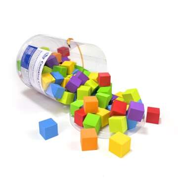 Pairez Toys Foam Counting Blocks, 105 Pieces 1 Inch Soft Rainbow Math Counters Cubes, Math Manipulat...