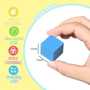 Pairez Toys Foam Counting Blocks, 105 Pieces 1 Inch Soft Rainbow Math Counters Cubes, Math Manipulatives Preschool, Classroom Learning Supplies, Stacking Blocks for Kids Ages 3+