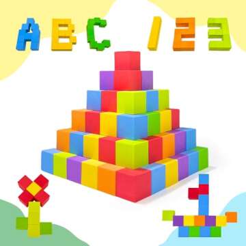 Pairez Toys Foam Counting Blocks, 105 Pieces 1 Inch Soft Rainbow Math Counters Cubes, Math Manipulatives Preschool, Classroom Learning Supplies, Stacking Blocks for Kids Ages 3+