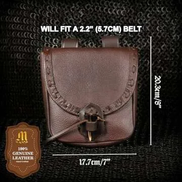 Mythrojan Leather Belt Pouch - Genuine Leather Medieval Bag for LARP Events