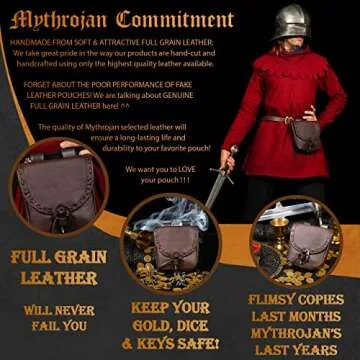 Mythrojan Leather Belt Pouch for Medieval Events
