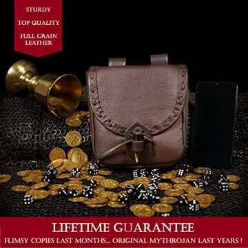 Mythrojan Leather Belt Pouch for Medieval Events