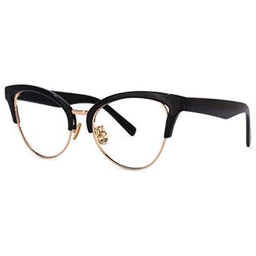 Zeelool Women's Browline Cat Eyeglasses Frame with Clear Lens Charlene FX0819-03 Black