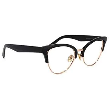 Zeelool Women's Browline Cat Eyeglasses Frame with Clear Lens Charlene FX0819-03 Black