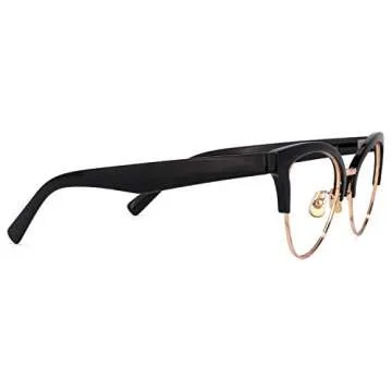 Zeelool Women's Browline Cat Eyeglasses Frame with Clear Lens Charlene FX0819-03 Black
