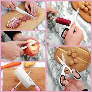 Pink Professional 9-Piece Kitchen Knife Set With Holder