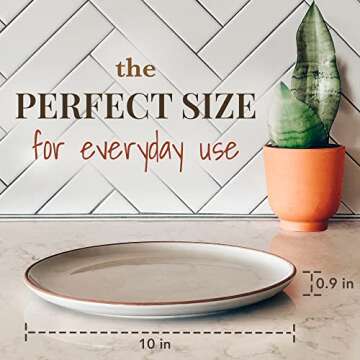 Mora Ceramic Dinner Plates Set of 6, 10 inch Dish Set - Microwave, Oven, and Dishwasher Safe, Scratc...