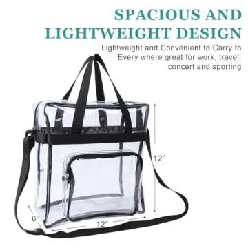 Clear Bag Stadium Approved,Stadium Security Travel & Gym Clear Tote Bags,12"x 6"x12"