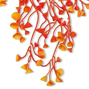 RECUTMS Fall Faux Hanging Plants 4 Pcs Artificial Fall Plants Large Faux Hanging Plant Autumn Fall Hanging Vines Wall Plants Thanksgiving Home Garden Wedding Party Indoor Outdoor Decor(Orange 4P)