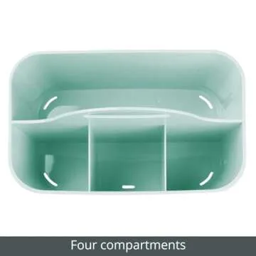 mDesign Plastic Portable Craft Storage Organizer Caddy Tote, Divided Basket Bin with Handle for Crafts, Sewing, Art Supplies - Holds Brushes, Colored Pencils - Lumiere Collection - Mint Green