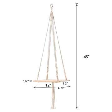 Mkono Hanging Plant Shelf, Macrame Shelf Hanging Planters Indoor Plant Hanger Decorative Flower Pot Holder Boho Home Decor 45 Inches, 45" H