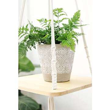 Mkono Hanging Plant Shelf, Macrame Shelf Hanging Planters Indoor Plant Hanger Decorative Flower Pot Holder Boho Home Decor 45 Inches, 45" H