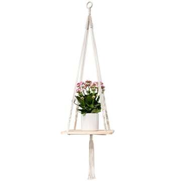 Mkono Hanging Plant Shelf, Macrame Shelf Hanging Planters Indoor Plant Hanger Decorative Flower Pot Holder Boho Home Decor 45 Inches, 45" H