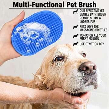 Kwispel 2 Pcs Dog Grooming Brush, Pet Shampoo Brush Dog Bath Grooming Shedding Brush Soothing Massage Rubber Comb with Adjustable Strap for Short Long Haired Dogs and Cats