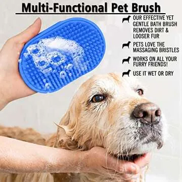 Kwispel 2 Pcs Dog Grooming Brush, Pet Shampoo Brush Dog Bath Grooming Shedding Brush Soothing Massage Rubber Comb with Adjustable Strap for Short Long Haired Dogs and Cats
