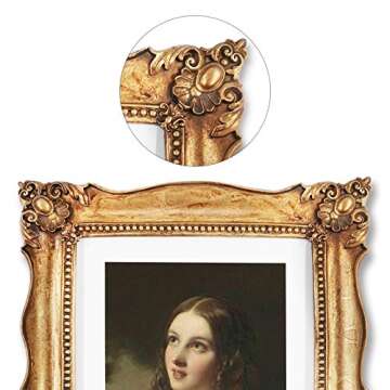 SIMON'S SHOP 11x14 Picture Frame Photo Frames 8x10 with Mat in Bronze, Vintage Looking Wall Mounting...