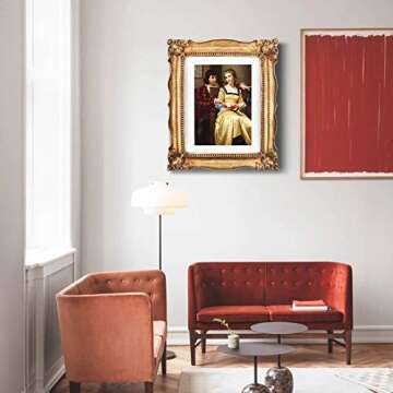 SIMON'S SHOP 11x14 Picture Frame Photo Frames 8x10 with Mat in Bronze, Vintage Looking Wall Mounting Poster Frames