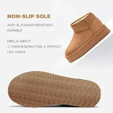 Platform Boots for Women Mini Boots Snow Boots for Women Faux Fur Lining Boots Winter Boots for Women Genuine Suede Platform Ankle Boots Lightweight Anti-Slip Winter Boots for Outdoor Indoor