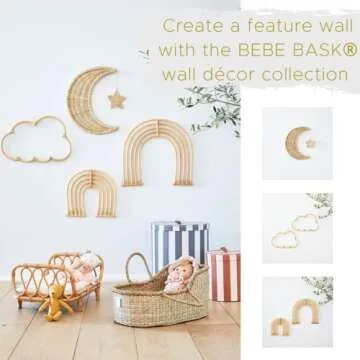 BEBE BASK Handmade Rattan Moon Wall Décor with Star - Moon Decor - 100% Natural Organic Rattan Moon Decor for The Boho Nursery Décor - Moon and Stars Nursery Décor - Stars and Moon Nursery Décor