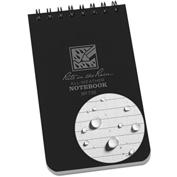 Rite in the Rain Weatherproof Top Spiral Notebook - 3" x 5", Black Cover, Universal Pattern