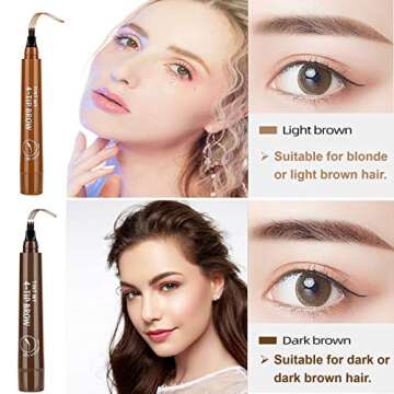 AWCCXMYM 3PCS Dark Brown Eyebrow Pencil Eyebrow Pen - Waterproof Microblading Eyebrow Pen,Long Lasting,Easily Create Natural Eyebrow Makeup