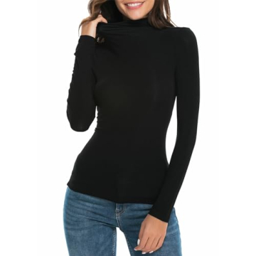 Soft Women's Mock Turtleneck Long Sleeve Tee in Black