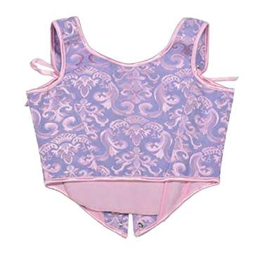 Women's Vintage Floral Lace Up Boned Camisole Bustier Royal Court Suspender Corset Fairy Crop Cami Tops Party Bodice Small Purple