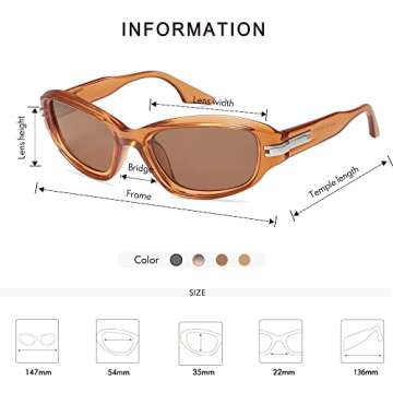 Appassal Trendy Sunglasses For Women Men Wrap Around Y2k Fashion Outdoor Sports Goggles Shades AP3630,Black/Grey & Brown/Brown