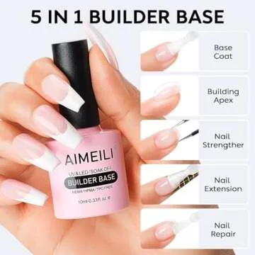 AIMEILI Clear Building Nail Gel Hema Free Builder Base for Nail Repair Nails Extension Nail Strengthen, No Need Slip Solution Quick Extension Gel