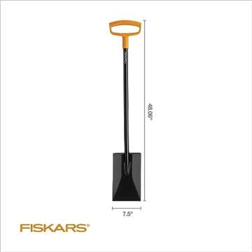 Fiskars 46" Spade Garden Shovel, Steel Flat Spade with Ergonomic D-Handle, Sharp Blade Square Shovel...