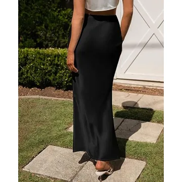 Outoshe Satin High Waisted Maxi Skirt for Women
