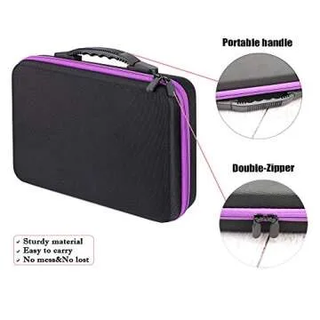 SanerDirect 70 Grids Diamond Painting Storage Containers, Bead Storage Organiser, Diamond Painting Accessories with Shockproof Zipper Carry Bag (Purple)