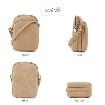 Mali+Lili, Josie Triple Compartments Crossbody Bag for Women, Beige